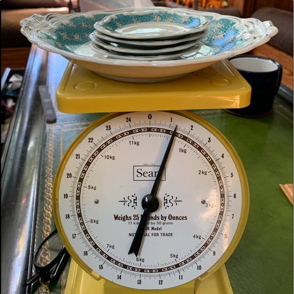 Vintage Porcelain Dessert Plate 4 Petite Dishes Germany Fancy Aqua Cottagecore - Picture 7 of 12